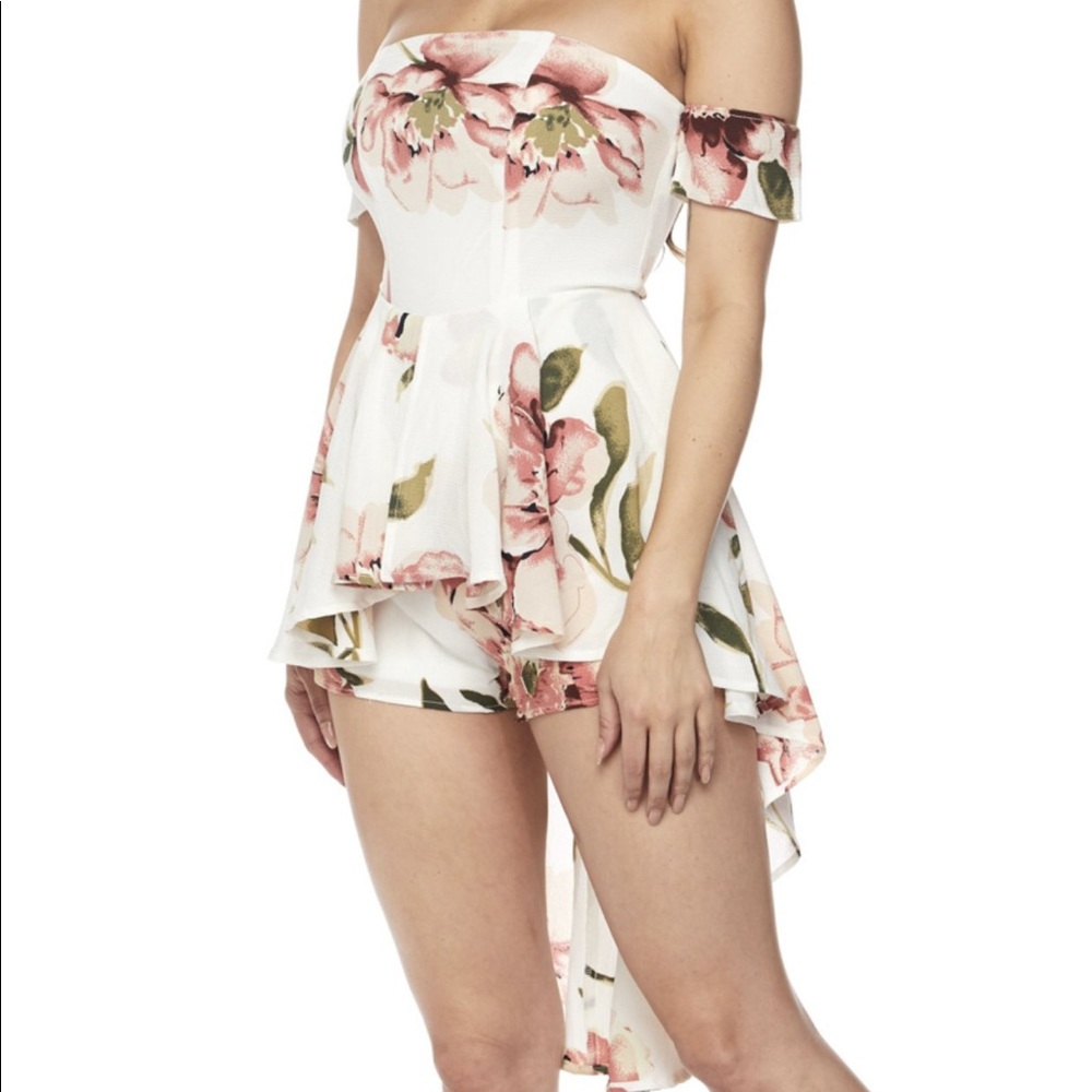 ☀️ Off-Shoulder Romper High Low Dress - Picture 4 of 8